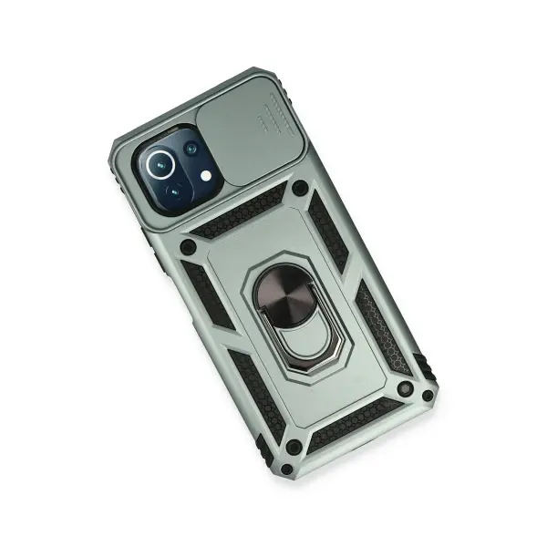 Xiaomi Mİ 11 Lite Kılıf Pars Lens Yüzüklü Silikon - Yeşil