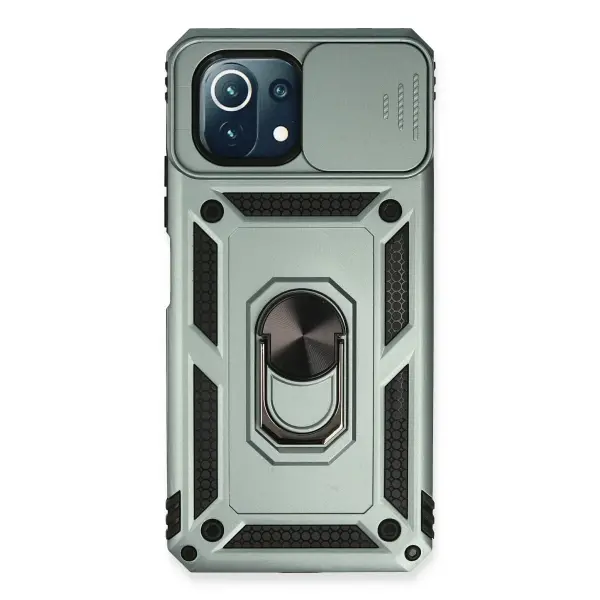 Xiaomi Mİ 11 Lite Kılıf Pars Lens Yüzüklü Silikon - Yeşil