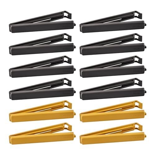 Bevara Büyük Plastik Kilit Mandalları, 14 cm, Gri ve Sarı, 12 Klipsli Set