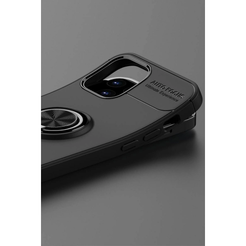Apple İphone 12 Kılıf Range Yüzüklü Silikon - Siyah-mavi