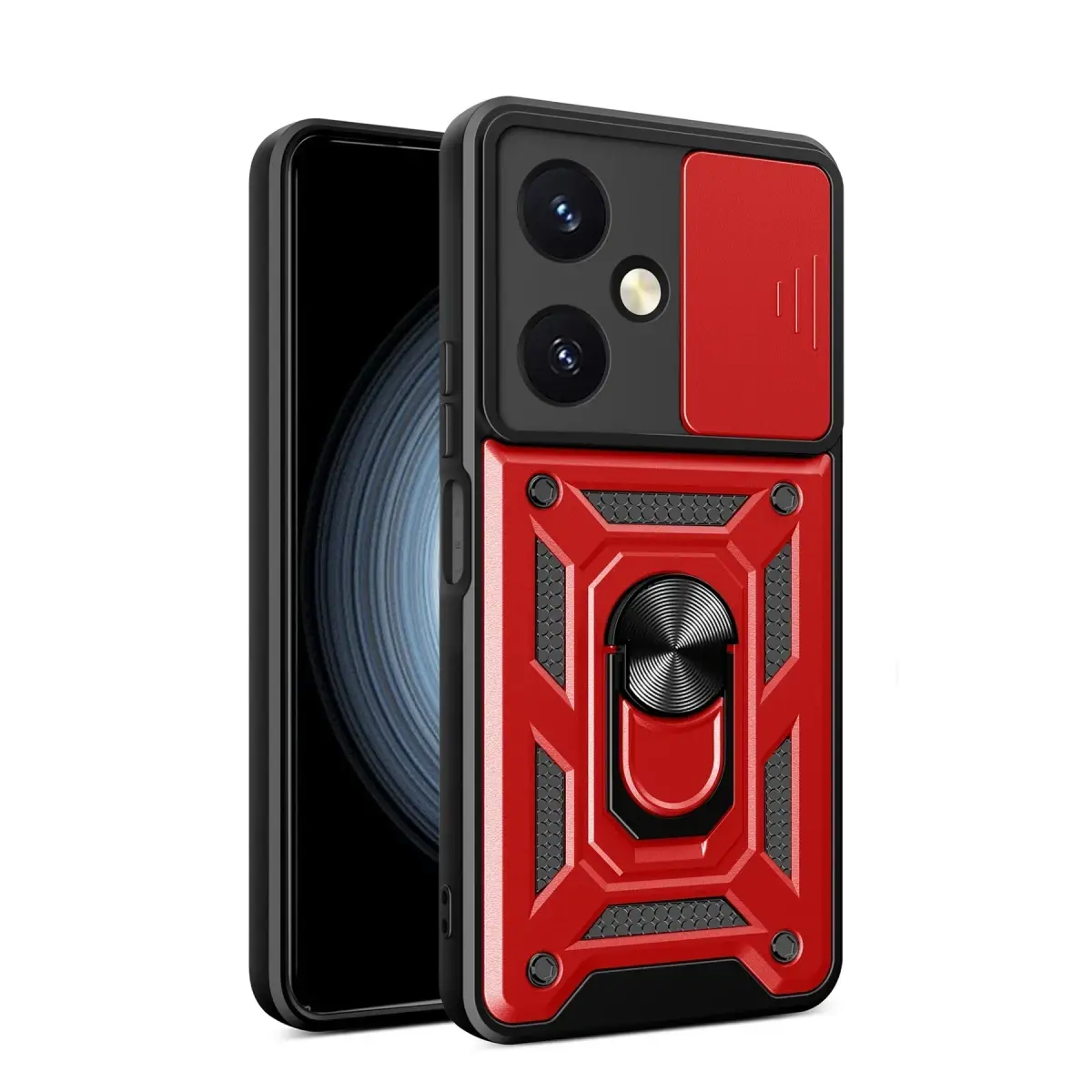 Vivo Y27 Kılıf Pars Lens Yüzüklü Silikon - Kırmızı