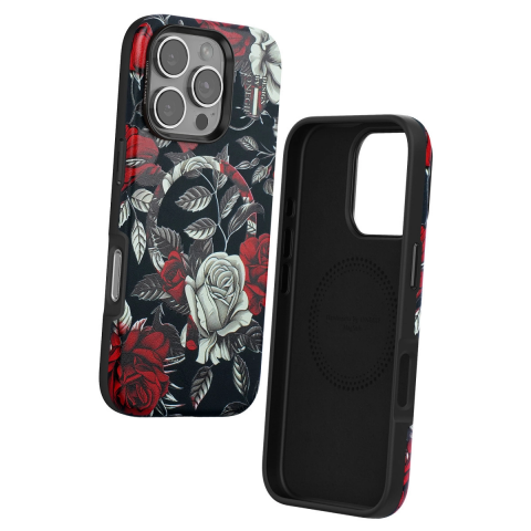 Onegif Apple İphone 16 Pro Flower Series Magsafe Kapak - Siyah