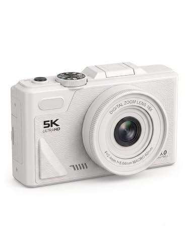 Kamera, 5K Dijital Vlog Kamerası, 75MP Yüksek Çözünürlüklü Taşınabilir Fotoğraf Makinesi, 18X Zoom, 3 İnç 180 Derece Döndürülebilir Ips Ekran, Dahili WiFi, Canlı Yayın için PC Webcam Destekli