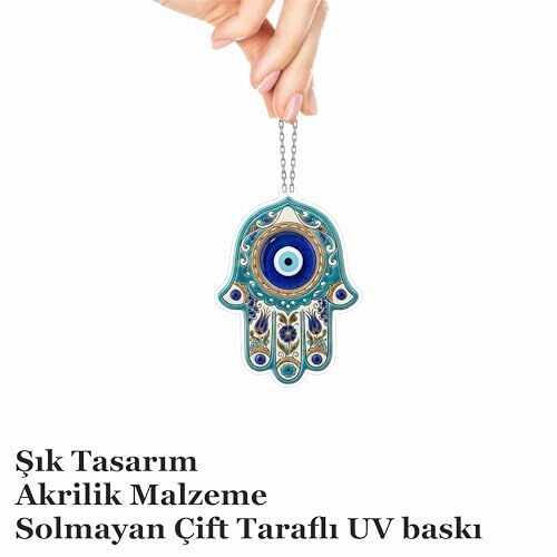 Araba Dikiz Aynası ve Çanta Süsü, Fatma Ana Eli, Pleksi, UV Baskılı - 047